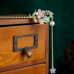 Bâtonnet à cheveux vintage de style chinois avec perles et fleurs, pour femmes, en métal, orné de strass, épingle à cheveux, bijou fantaisie - Product Image 4