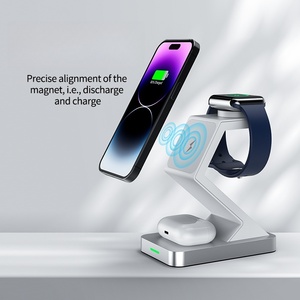 Base de Carga Inalámbrica 3 <span class=keywords><strong>en</strong></span> 1, Estación de Carga Rápida de 15 W <span class=keywords><strong>para</strong></span> Teléfono, Reloj y Auriculares, Entrada Tipo C, Logotipo Personalizado - Product Image 6