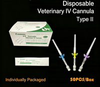 Cathéter IV jetable stérile pour usage vétérinaire, aiguille veineuse à ailettes anti-goutte pour thérapie par perfusion animale