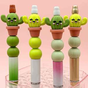Cuentas de silicona 3D con forma de cactus para hacer pulseras, redondas, con forma de dibujos animados, de calidad alimentaria, accesorios para bricolaje. - Product Image 1
