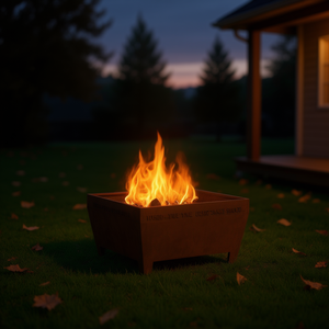 Braciere in Acciaio Corten 31.5 X 31.5 X 16.9 Pollici Marrone Rustico per Esterni, Riscaldamento a Legna Autoportante - Product Image 2