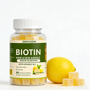 10000 Mcg Biotin Jelibonları C Vitamini <span class=keywords><strong>E</strong></span> Vitamini Limon Aromalı 60 Adet Yetişkinler İçin Bağışıklığı Güçlendirir Saç Cilt Tırnak Takviyesi 2 Adet Servis Başına - Product Image 1