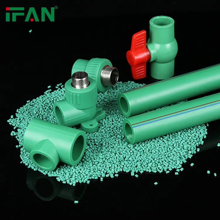 IFAN OEM PPR Fitting 20-32mm Socket Tee Elbow Water Pipe Plastic Green PPR Fittings