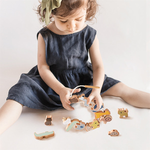 Giocattolo in legno con perline da infilare per bambini 1-3 anni, Montessori, per lo sviluppo della motricità fine, gioco educativo precoce con animali/figure <span class=keywords><strong>geometriche</strong></span> - Product Image 5