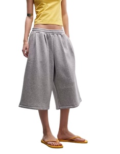 Pantalones Cortos <span class=keywords><strong>Bermuda</strong></span> de Pierna Ancha Transpirables de Tela de Rizo Personalizados para <span class=keywords><strong>Mujer</strong></span>, Pantalones Cortos Deportivos Casuales - Product Image 1