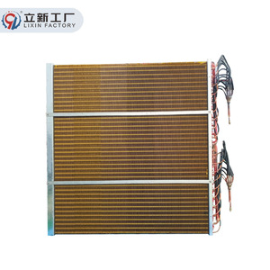 Evaporador de doble cabezal líquido personalizado de fábrica Lixin con tubo de cobre y aletas de lámina de oro, intercambiador de calor térmico para equipos de aire acondicionado - Product Image 4