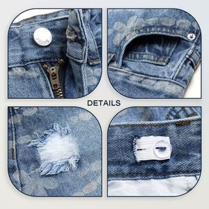 Pantaloncini Casual da ragazza con motivo a fiore <span class=keywords><strong>blu</strong></span> a vita media strappata con frange in stile Boho estivo 3Y-7Y - Product Image 3