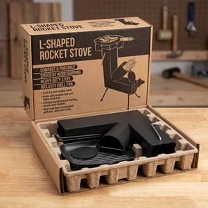 <span class=keywords><strong>Estufa</strong></span> de Leña Portátil en Forma de <span class=keywords><strong>L</strong></span> con Sartén Antiadherente, Tres Patas Ajustables, para Exteriores y Patio - Product Image 3
