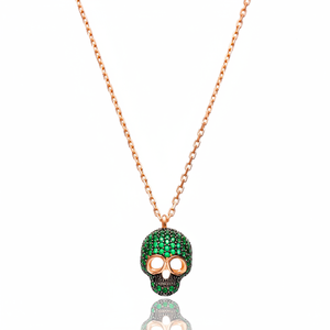 Forma de calavera piedra Esmeralda diseño encanto venta al por mayor hecho a mano turco hecho a mano 925 joyería de plata esterlina - Product Image 2
