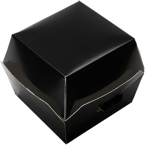 <span class=keywords><strong>Mini</strong></span> cajas de hamburguesas personalizadas de 2,8x2,8x2 pulgadas, contenedores de comida tipo concha, tapa con bisagras, papel negro desechable - Product Image 3