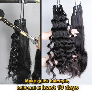 Fasci di capelli umani vergini al 100% con onda naturale, doppia trama, da un singolo donatore, cuticole allineate, all'ingrosso per donne nere - Product Image 2