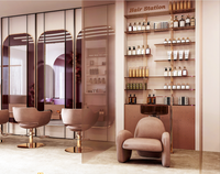 Comptoir de présentation de salon de luxe avec éclairage LED, plateau en pierre personnalisable, design écologique