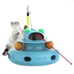 USB قابل للسحب دائم القط دعابة ريشة لعبة الليزر كيتي لعب أطفال-مسار سيارات الكرة التفاعلية الذكية التلقائي الكهربائية الدورية القط لعبة