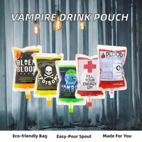 Pochette Doypack vide pour boisson, avec bec verseur, motif vampire, qualité alimentaire, pour jus, boisson énergisante, Halloween, impression héliogravure personnalisée, recyclable