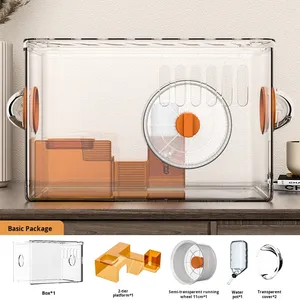 <strong>Large</strong> Transparent Acrylic Golden Hamster <strong>Cage</strong> Silent Running <strong>Wheel</strong> Solid Plastic Portable Space-Saving High Visibility for <strong>Pet</strong> - Product Image 5