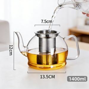 Tetera de Vidrio Borosilicato de Alta Calidad, 1400 ml, Resistente al Calor, Apta para Estufa, con Infusor, para Preparar Té en Casa, Tetera Individual - Product Image 5