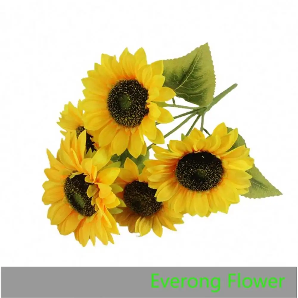 Ramo de flores de seda de girasol artificial éxito de ventas Everongflower para decoración del jardín del hogar
