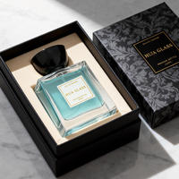 Hochwertige Premium Transparente 50ml 100ml Quadratische Leere Parfümflasche Einzigartiger Unregelmäßiger Schwarzer Brauner Deckel Nachfüllbare Glasflasche
