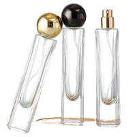 Flacon de parfum carré de luxe moderne classique en verre transparent 30ML avec pulvérisateur et diffuseur à bâtonnets, surface sérigraphiée, emballage inclus