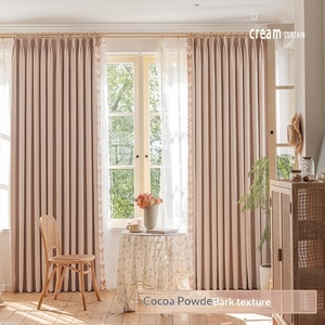 Rideau occultant en tissu dentelle d'oreille <span class=keywords><strong>de</strong></span> chat en bois <span class=keywords><strong>de</strong></span> feuille <span class=keywords><strong>de</strong></span> <span class=keywords><strong>cacao</strong></span> pour salon, fenêtre en baie, moderne, luxueux, simple, à crochets - Product Image 2