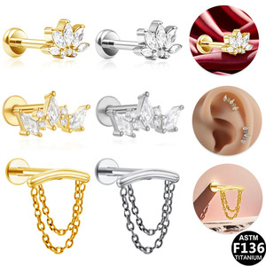 Piercing de nez en titane avec fleur et améthyste sertie, bijou pour femme - Product Image 4