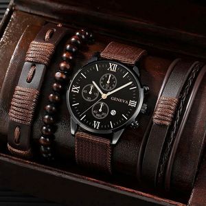 Montre bracelet pour homme, style business, boîtier en alliage, bracelet en simili cuir, résistance à l'eau 3 ATM, fermoir papillon, mouvement à quartz simple. - Product Image 3