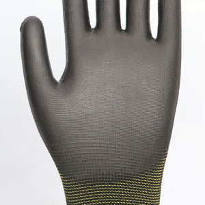 Gants de travail d'assemblage en gros, antidérapants, noirs, en PU enduit, avec tricot, protection du travail, gants d'assemblage - Product Image 5