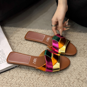 Sandalias Planas de Moda con Tiras Trenzadas Coloridas para Mujer 2026, Sandalias Abiertas Cómodas e Informales para el Verano, Uso Diario, Vacaciones y Fiestas - Product Image 3