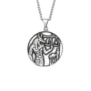 Collier Anubis Yunnique pour Homme en Acier Inoxydable, Pendentif Rond Égyptien, Bijou Cadeau, Colliers Pendentifs Tendance - Product Image 5