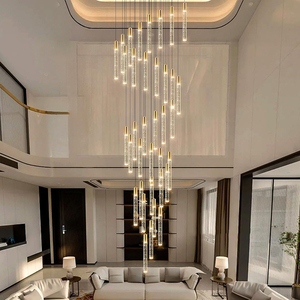 Lámpara Colgante Moderna de Cristal con Control Remoto para Escaleras Largas, Ideal para Techos Altos en Hoteles y Hogares - Product Image 4