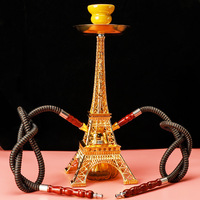 Vente chaude Paris Tour Narguilé Shisha 2 Tuyaux Sheesha Huka Narguile Portable Mini Shisha Narguilé Double Tuyaux