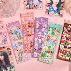 Papel autoadhesivo Kawaii coreano, pegatinas de corte de beso, dibujos animados, promocional, impermeable, hoja adhesiva personalizada - Product Image 1