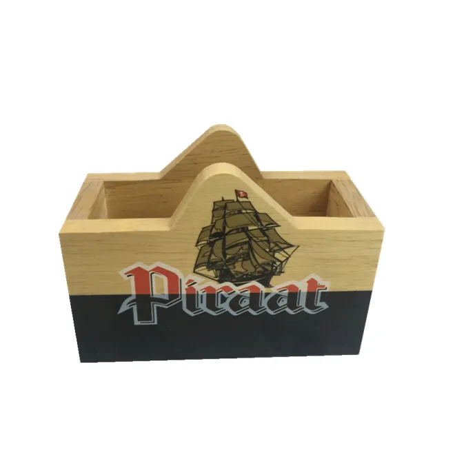 Custom stampato Logo in legno organizzatore Desktop in legno massello scatola di tessuto portatovaglioli in legno scatola per stoviglie porta biglietti da visita