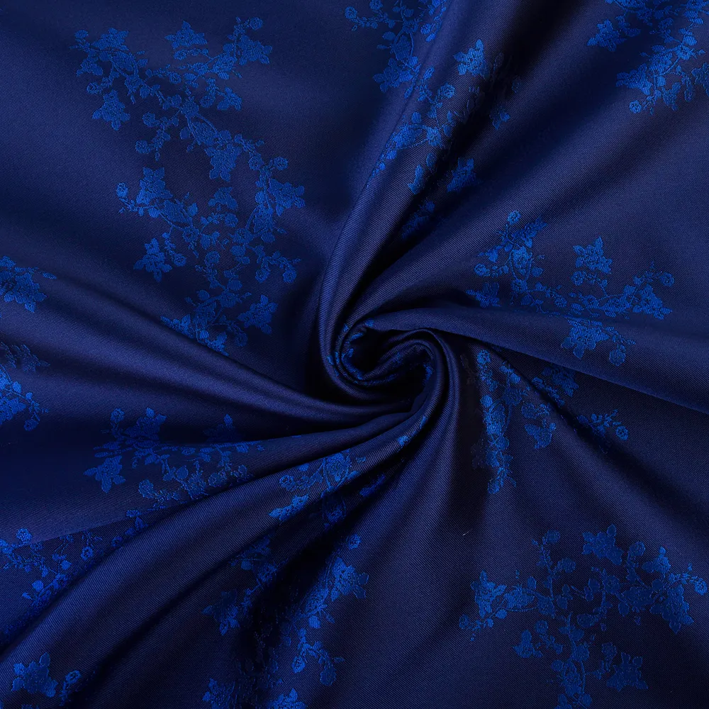 Tissu Jacquard tissé en polyester teint en fil haute densité floral personnalisé de luxe sans quantité minimale de commande pour vêtements