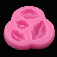 3D Silikonharz-Epoxidform mit 4 Löchern in Lippenform für Kinder-DIY, handgemachte Ton-, Kuchen-, Süßigkeiten-, Spitzen- und Schokoladendekoration, umweltfreundlich, OPP-Beutel