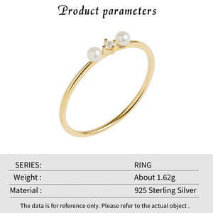 Brazalete Abierto de Plata de Ley S925 Chapado en Oro de 18K con Perla y Moissanita, para Mujer, Lujoso, Sencillo, para el Día a Día, Banquete o Regalo - Product Image 6
