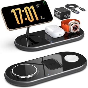 Cargador inalámbrico magnético 3 en 1 de 18W con base de carga rápida para teléfono, reloj y auriculares, estación de carga multifuncional de escritorio. - Product Image 1