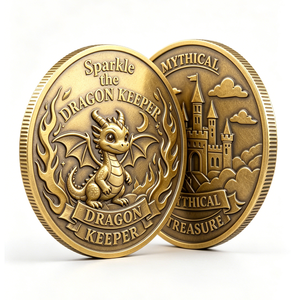 Custom Sparkle Dragon Keeper 3D Zinc Alloy Chinese New Year Angel Commemorative Challenge Coin Dual-Sided Fantasy Collectible - Product Image 1