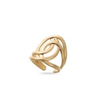 EDGE Fashion Edelstahl Verflochtener Ring Offener Verstellbarer Ring Gold Skulpturaler Moderner Modischer Ring für Frauen