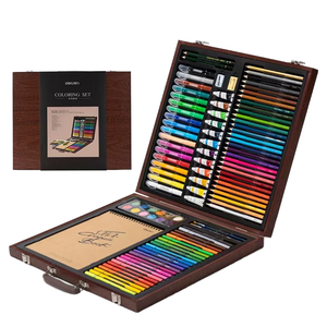 Deli 75403 öğrenci sanat malzemeleri Set suluboya kalemler renkli kalemler yağ pastel ve çocuklar için hediye kutusunda çizim kitabı - Product Image 1