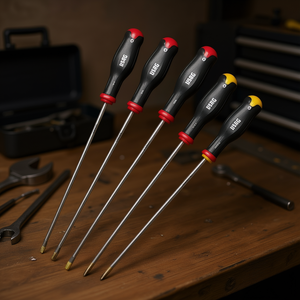 Juego de destornilladores de 5 piezas Phillips y de cabeza plana con mangos ergonómicos para tareas de reparación de precisión - Product Image 3
