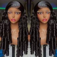 Perruque 13x4 SDD à boucles rebondissantes 300g, pré-épilée, nœuds blanchis, sans colle, cheveux humains, dentelle HD, pré-épilée, noir brun naturel