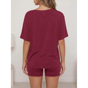 Fisoew Womens 2 Piece Lounge <b>Set</b> Oversized T Shirt Biker Shorts Summer Casual Matching Outfit Breathable <b>Knitted</b> <b>Set</b> - Product Image 4