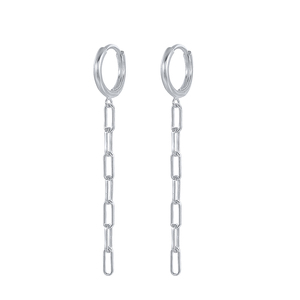 Boucles d'oreilles pendantes en argent S925 avec chaîne trombone et pampilles, bijoux de mode pour femme - Product Image 2