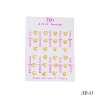 Boucles d'oreilles clous JXX plaqué or 24 carats, petites, mignonnes, en forme de cœur, pour femme, mini-boucles d'oreilles rondes, bijoux de mode, vente en gros
