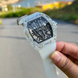 Reloj de pulsera de lujo para hombre, modelo 27-03, ligero, con caja de cristal de zafiro totalmente transparente, puente tourbillon de titanio en forma de V, esqueleto. - Product Image 5