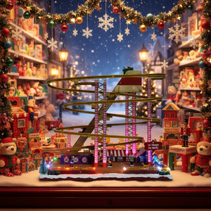 Décoration de Noël en plastique, montagnes russes musicales à LED, artisanat, cadeaux de Noël, ornement de village de Noël - Product Image 5