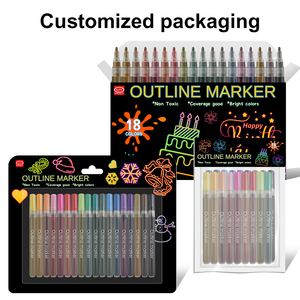 Rotulador Fluorescente de Doble Línea KHY, Colores Brillantes, Marcador de Contorno de Doble Línea de Ensueño, Fácil de Usar en <span class=keywords><strong>Cartulina</strong></span> Negra, Papel y Vidrio - Product Image 5