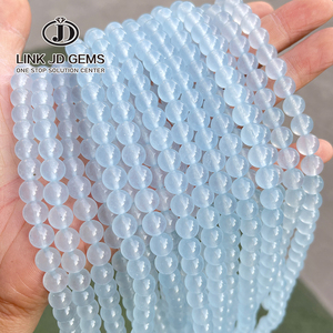 Perles rondes naturelles brillantes de 4-14 mm, de haute qualité, teintées en <span class=keywords><strong>bleu</strong></span> <span class=keywords><strong>clair</strong></span>, calcédoine certifiée CNAS, pour la fabrication de bijoux - Product Image 3