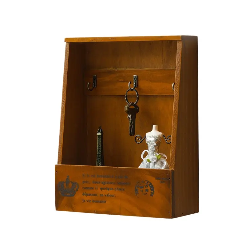 Mumoni 나무 공예 벽 마운트 키 상자 우아한 입구 스토리지 캐비닛 완벽한 나무 키 홀더 상자